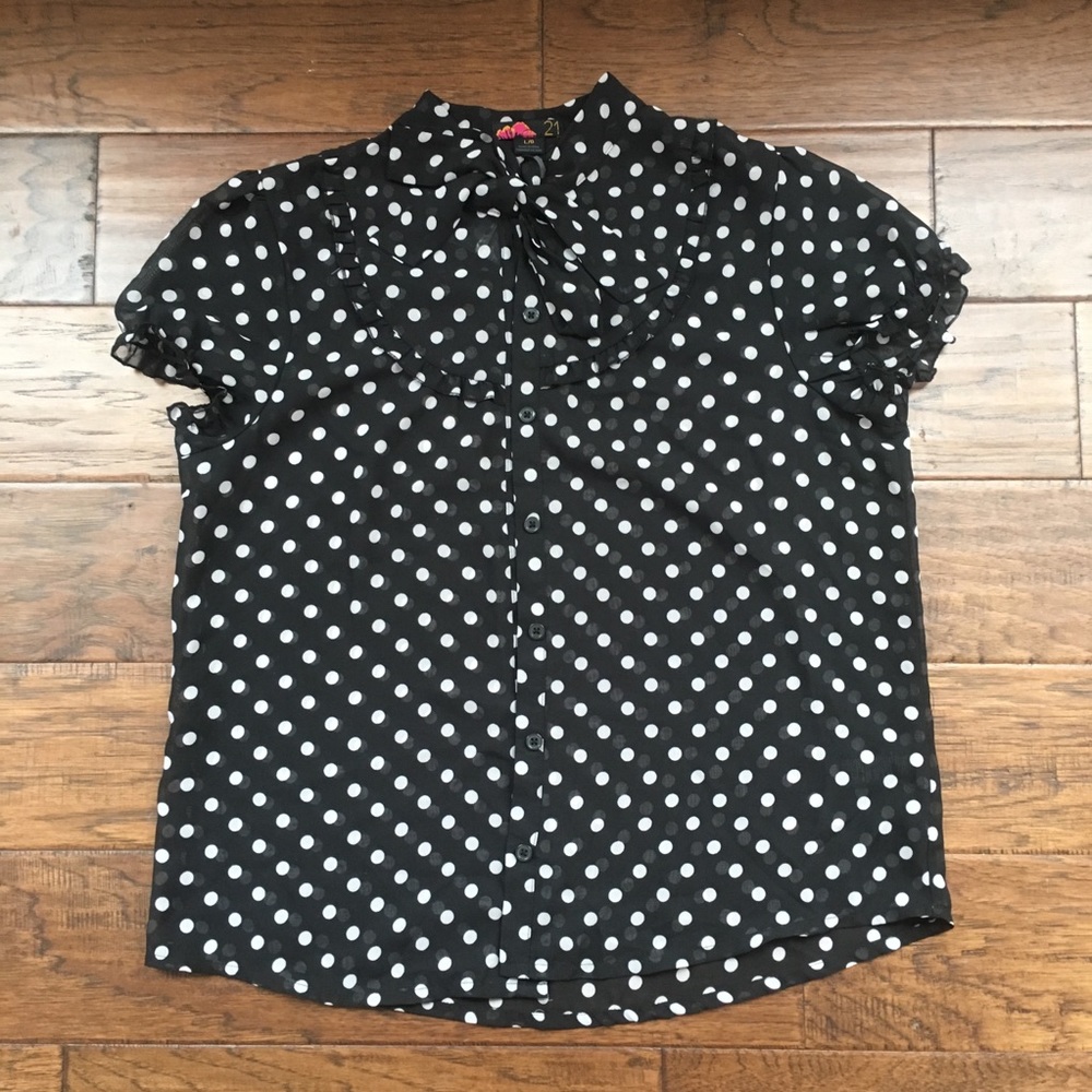 NWT Forever 21 Sheer Polka Dot Blouse - L